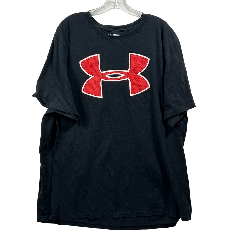Under Armour Mens HeatGear Black Red Applique Logo T-Shirt‎ Size 4XL Regular